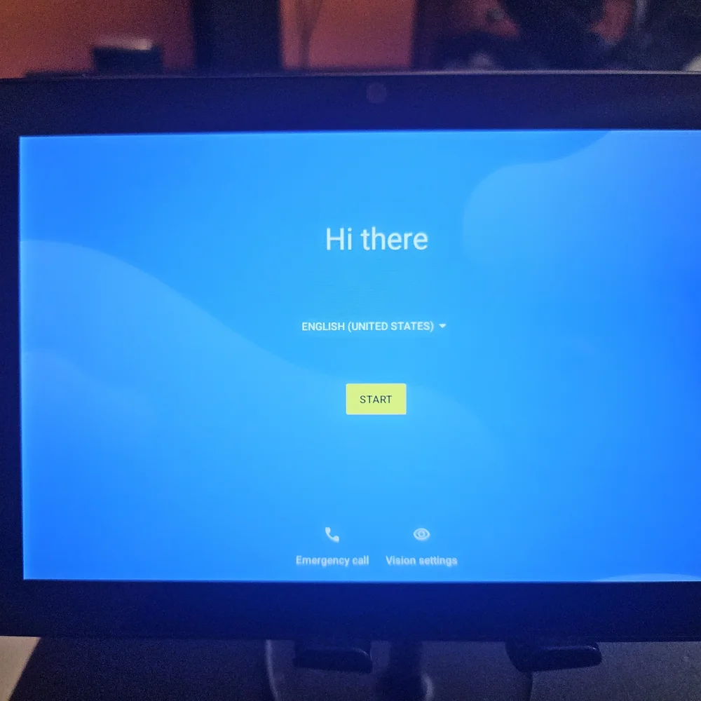 Sleek Black Tablet with Vibrant Blue Display